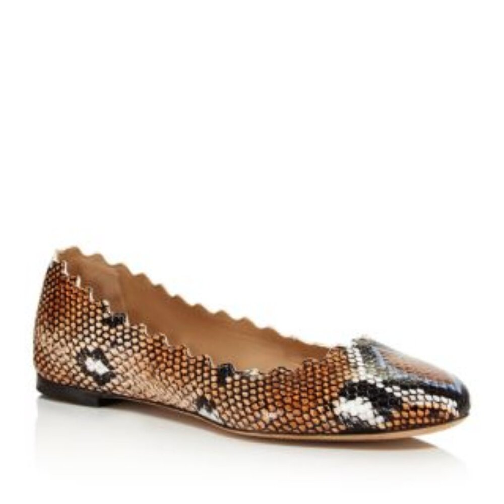 Chloé Snakeskin Embossed Lauren Ballet Flats